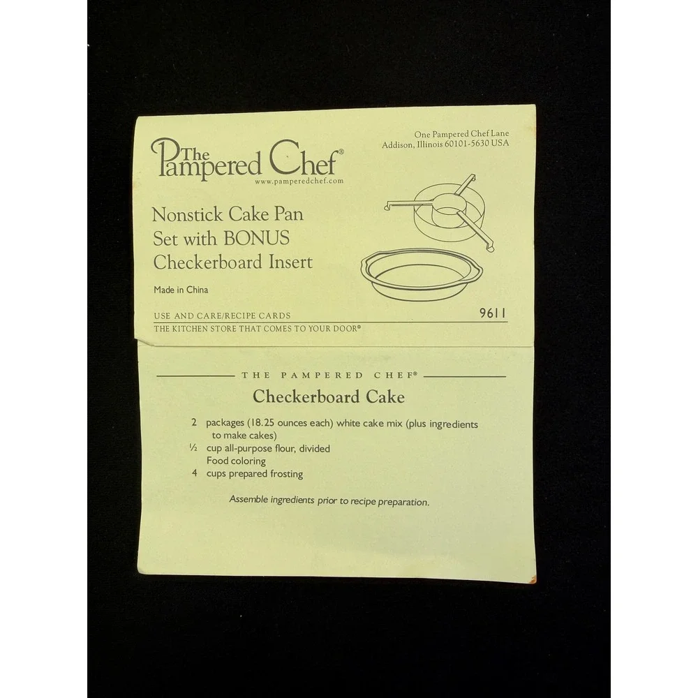 Pampered Chef 9611 Nonstick Cake Pan Set 9in 3pc Checkerboard Insert